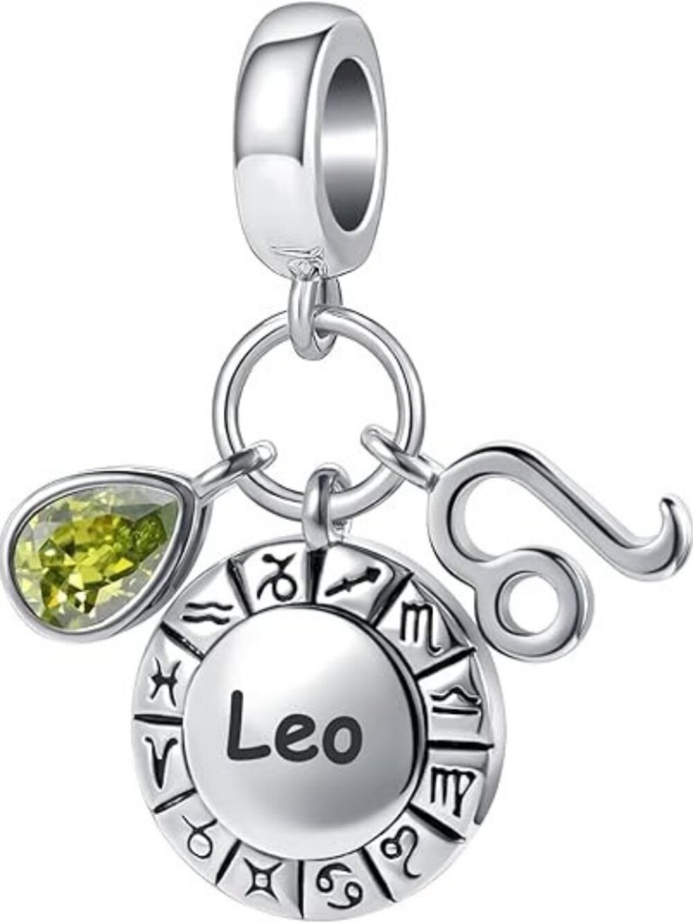 Leo Zodiac Sign Charm Teardrop Birthstone Bead for Pandora Bracelet